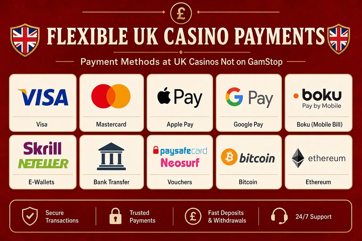 Payment Methods at UK Casinos Not on GamStop